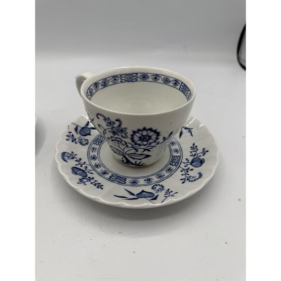 Set Of 2 Blue Nordic Blue Onion Johnson Brothers Ironstone Coffee Cup And Saucer - Picture 6 of 13
